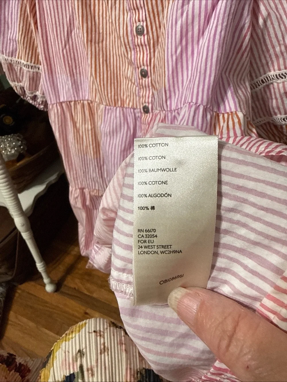 maeve anthropologie Pink And White Striped Shirt Size large  Peasant Flowy